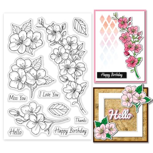 GLOBLELAND Transparente Stempel Mit Kirschblüten Blättern Und Pflanzen Silikon Stempel Siegel Blumen Transparente Stempel Für DIY Scrapbooking Und Kartenherstellung Fotoalbum Tagebuch 6.3x4.33 Zoll GLOBLELAND Transparente Stempel Mit Kirschblüten Blättern Und Pflanzen Silikon Stempel Siegel Blumen Transparente Stempel Für DIY Scrapbooking Und Kartenherstellung Fotoalbum Tagebuch 6.3x4.33 Zoll von GLOBLELAND