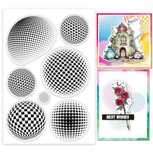 GLOBLELAND Transparente Stempel Mit Kreisförmigem Halbton Hintergrund Kreisförmigem Muster Hintergrund Transparente Silikonstempelsiegel Silikonstempel Für DIY Scrapbooking Karten Fotoalben von GLOBLELAND