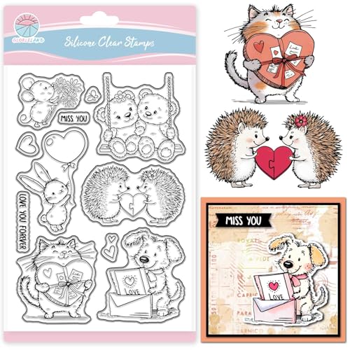GLOBLELAND Transparente Stempel Mit Valentinstagsmotiven Silikon Stempel Zum Valentinstag Silikonstempel Mit Igel Motiv Für Selbstgemachtes Scrapbooking Und Kartenmachen6.3x4.33(5) cm von GLOBLELAND