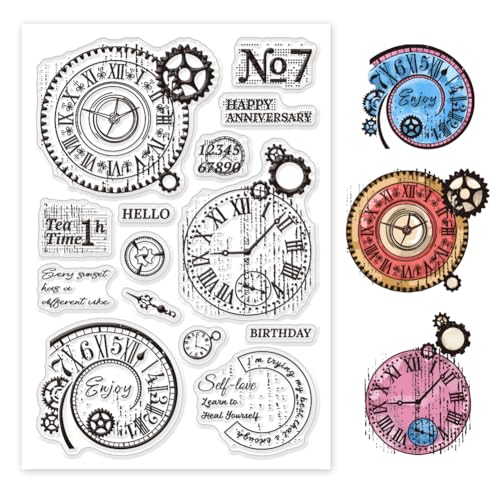 GLOBLELAND Transparente Stempel Mit Zahnraduhr Im Vintage Stil Uhrzeit Silikon Stempel Zahnrad Transparente Stempel Für DIY Scrapbooking Und Karten Fotoalbum Tagebuch 6.3x4.33 Zoll GLOBLELAND Transparente Stempel Mit Zahnraduhr Im Vintage Stil Uhrzeit Silikon Stempel Zahnrad Transparente Stempel Für DIY Scrapbooking Und Karten Fotoalbum Tagebuch 6.3x4.33 Zoll von GLOBLELAND