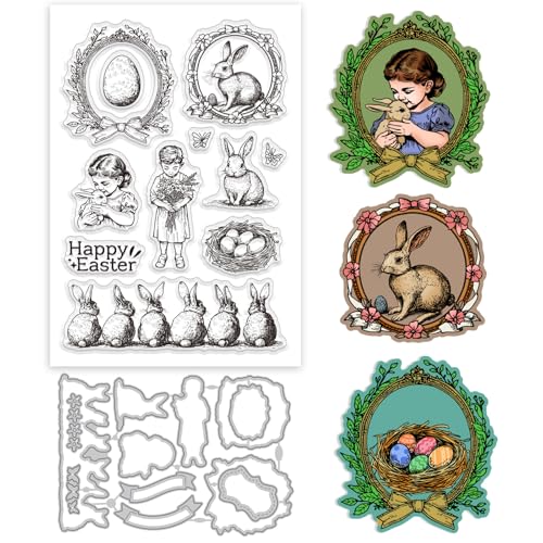 GLOBLELAND Transparente Stempel Und Metall Stanzformen Mit Retro Hasen Motiv Ostergirlande Transparenter Stempel Frohe Ostern Stanzformen für Die Kartengestaltung Prägung Scrapbooking GLOBLELAND Transparente Stempel Und Metall Stanzformen Mit Retro Hasen Motiv Ostergirlande Transparenter Stempel Frohe Ostern Stanzformen für Die Kartengestaltung Prägung Scrapbooking von GLOBLELAND