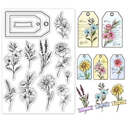 GLOBLELAND Transparente Stempel für DIY Scrapbooking, Dekoration, Lesezeichen, Etikettenbox, Gänseblümchen, Lilie, Rose, transparente Silikonstempel für die Herstellung von Karten, Fotoalben von GLOBLELAND