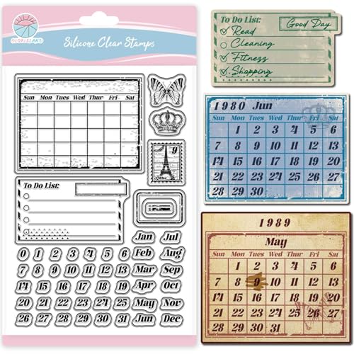 GLOBLELAND Transparenter Stempel Mit Vintage Kalender Für Scrapbooking Datum Monat Silikonstempel Zahlen Buchstaben Transparenter Stempel Für Kartengestaltung DIY Prägen Journaling GLOBLELAND Transparenter Stempel Mit Vintage Kalender Für Scrapbooking Datum Monat Silikonstempel Zahlen Buchstaben Transparenter Stempel Für Kartengestaltung DIY Prägen Journaling von GLOBLELAND