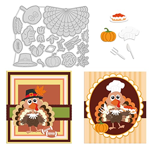 GLOBLELAND Truthahn-Stanzformen zum Basteln von Karten, Dekoration, Tier, Herbst Thanksgiving, Koch, Kürbis, Stanzformen, Schablonen für Scrapbooking, Prägung, Papierstanzen für Fotoalben von GLOBLELAND