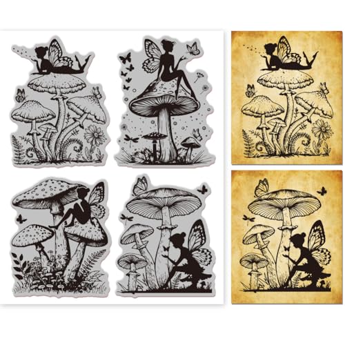 GLOBLELAND Vintage Fee Und Pilze Haftstempel 8.7"X7" Schmetterling Transparente Stempel Prägestempel Siegel Für DIY Scrapbooking Und Kartenherstellung Papier Handwerk Dekor GLOBLELAND Vintage Fee Und Pilze Haftstempel 8.7"X7" Schmetterling Transparente Stempel Prägestempel Siegel Für DIY Scrapbooking Und Kartenherstellung Papier Handwerk Dekor von GLOBLELAND