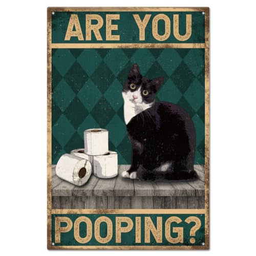 GLOBLELAND Vintage-Metallblechschild Mit Katze Und Lustigem Wort Für Garagenmann, Personalisierte Schilder, Gartenhöhlenschilder, Kunsttafel, Poster, Wanddekoration Für Zuhause, 8,12 x (5),(1) cm von GLOBLELAND