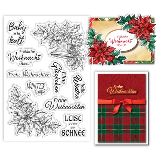 GLOBLELAND Weihnachts Mistelzweig Silikonstempel Mistelzweig Eck Transparente Stempel Jingle Bell Pflanzen Klare Stamps Für Karten Herstellung DIY Scrapbooking Basteln von GLOBLELAND