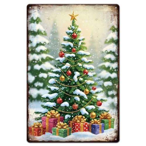 GLOBLELAND Weihnachtsbaum Metall Blechschild 8x12 Zoll Winterschnee Vintage Blechschilder Weihnachtskugel Geschenke Wandposter Plakette Für Wohnzimmer Weihnachten Kamin Büro Schreibtisch Schlafzimmer GLOBLELAND Weihnachtsbaum Metall Blechschild 8x12 Zoll Winterschnee Vintage Blechschilder Weihnachtskugel Geschenke Wandposter Plakette Für Wohnzimmer Weihnachten Kamin Büro Schreibtisch Schlafzimmer von GLOBLELAND