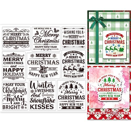 GLOBLELAND Weihnachtsgrußworte, Transparente Stempel Für Die Kartenherstellung, Schneeflocken, Weihnachtsstern, Weihnachtsbaum, Transparente Silikonstempel Für Weihnachten, Prägung, Papierkarten von GLOBLELAND