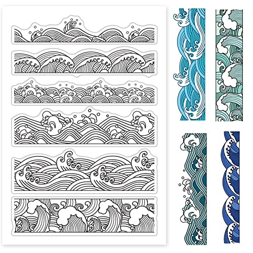 GLOBLELAND Wellen Thema Klare Stempel Silikonstempel für Kartenherstellung und DIY Scrapbooking von GLOBLELAND