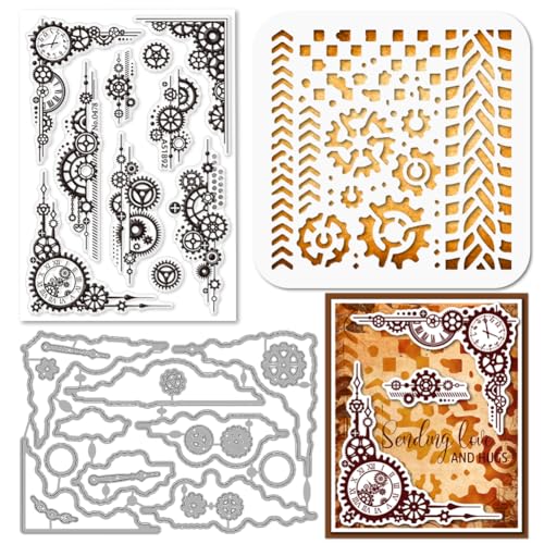 GLOBLELAND Zahnrad Ecken Stempel and Cutting Dies Set for Card Making Zahnrad Rahmen Stamps and Stencils Texturierte Hintergründe Embossing Stencil for DIY Scrapbooking Crafts Album Accessories GLOBLELAND Zahnrad Ecken Stempel and Cutting Dies Set for Card Making Zahnrad Rahmen Stamps and Stencils Texturierte Hintergründe Embossing Stencil for DIY Scrapbooking Crafts Album Accessories von GLOBLELAND