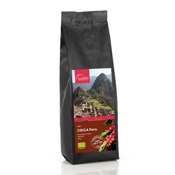GLOBO Fair Trade Bio-Kaffee COCLA PERU, gemahlen oder ganze Bohne von GLOBO Fair Trade