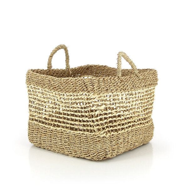 GLOBO Fair Trade Seegraskorb SEN Palmblatt und Seegras, 20-40cm, quadratisch mit Griffen von GLOBO Fair Trade