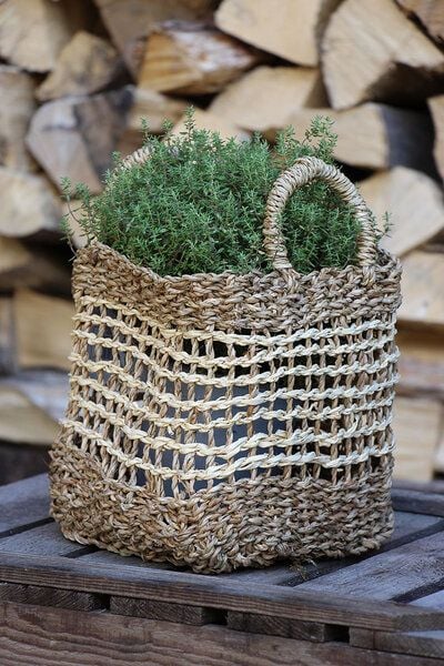 GLOBO Fair Trade Seegraskorb SEN Palmblatt und Seegras, 20-40cm, quadratisch mit Griffen von GLOBO Fair Trade