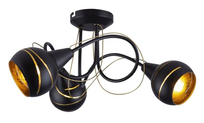 GLOBO LIGHTING Deckenleuchte Deckenleuchte Wohnzimmer Deckenstrahler 3 Flammig Deckenlampe 54005-3D, modern, schwarz, gold, ohne Leuchtmittel, Lichtfarbe ist abhängig vom Leuchtmittel, Deckenspots von GLOBO LIGHTING