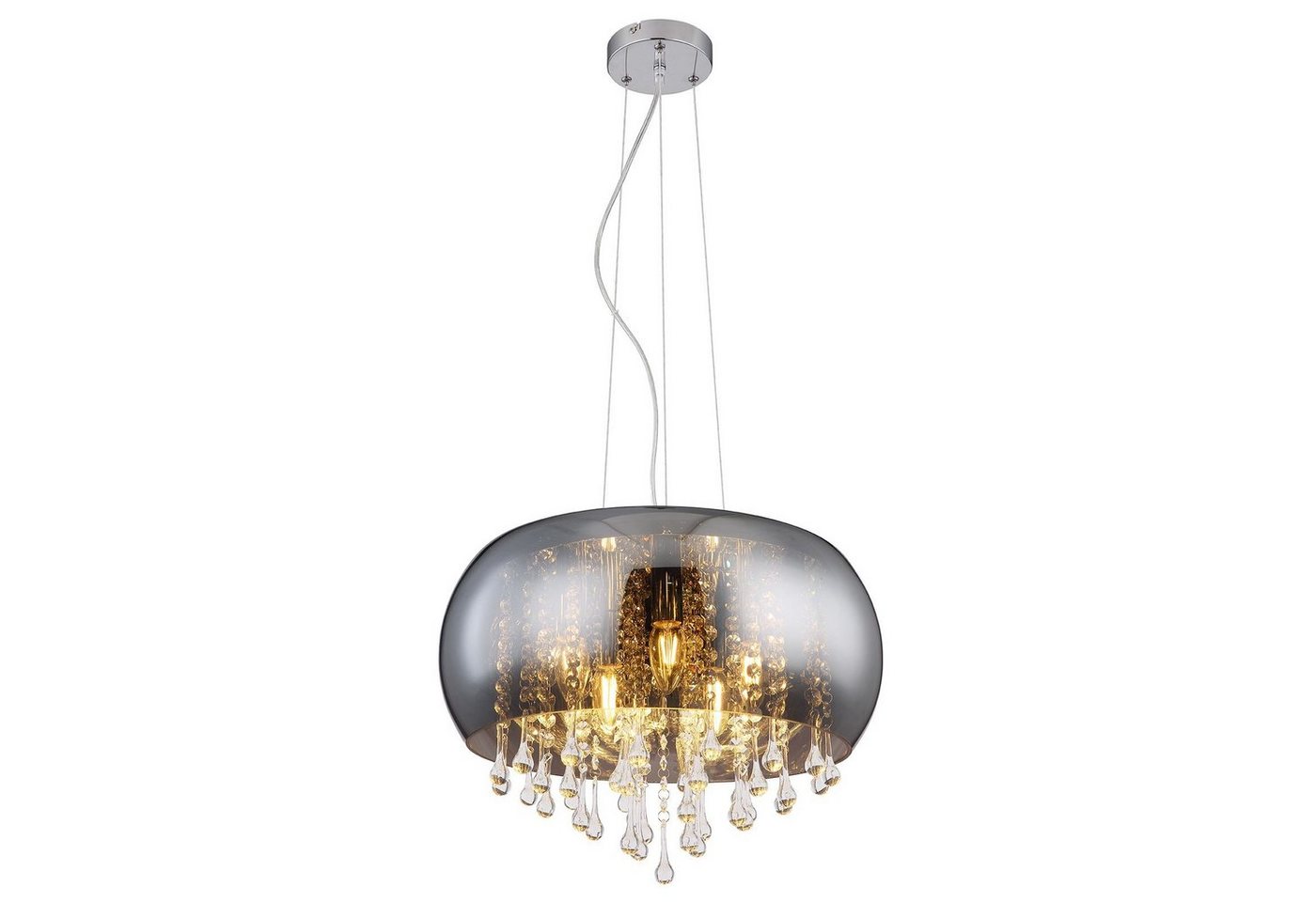 Globo Hängeleuchte Hängeleuchte Esszimmer Hängelampe Wohnzimmer Pendelleuchte Küche, modern, Kristalle, Glaskristall, Glas, Rauchglas, ohne Leuchtmittel, Lichtfarbe ist abhängig vom Leuchtmittel, Pendellampe, Schlafzimmer, Küche, Flur von Globo