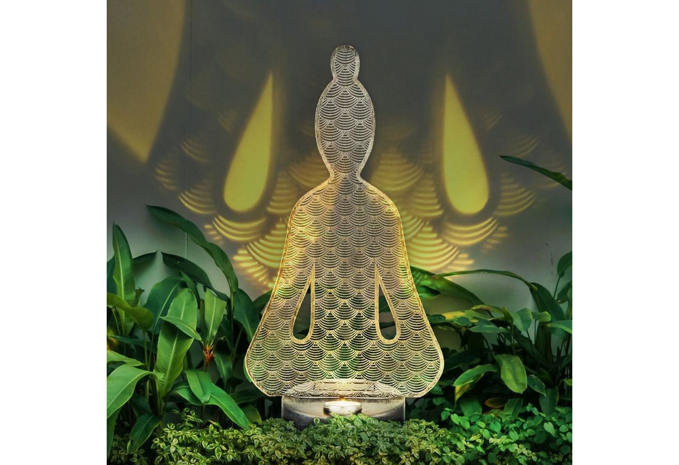 GLOBO LIGHTING LED Solarleuchte Solarleuchte Garten Buddha 36cm Solarlampe Außen Außenleuchte Solar von GLOBO LIGHTING