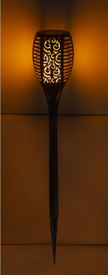 GLOBO LIGHTING LED Solarleuchte Solarleuchte Garten Fackel Schwarz Solarlampe Außen Leuchte Solar von GLOBO LIGHTING