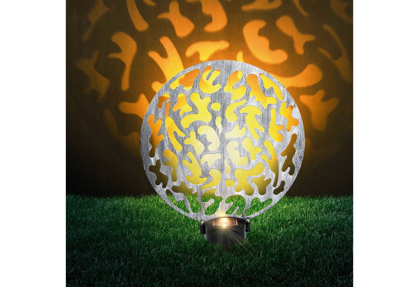 GLOBO LIGHTING LED Solarleuchte Solarleuchte Garten Scheibe 30cm Solarlampe Außen Außenleuchte Solar von GLOBO LIGHTING