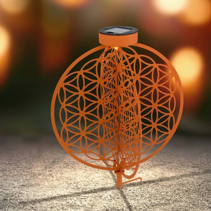 GLOBO LIGHTING LED Solarleuchte Solarleuchte Garten Rund Muster Solarlampe Außen Außenleuchte Solar von GLOBO LIGHTING