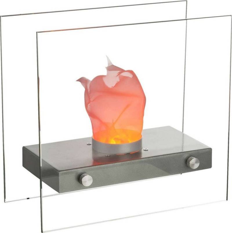 GLOBO LIGHTING Tischleuchte LED Tischlampe Tischfeuer Tischkamin für Wohnzimmer Glas silber Deko von GLOBO LIGHTING