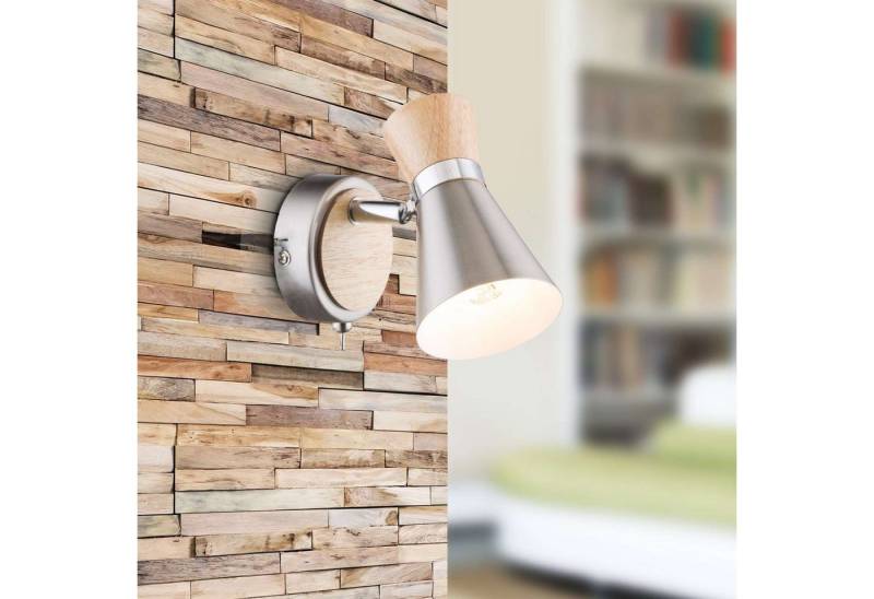 GLOBO LIGHTING Wandleuchte Wandstrahler Innen Schwenkbar Wandlampe mit Schalter Holz Wandspot von GLOBO LIGHTING
