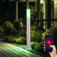Globo Lighting - Außen Sockel Leuchte Edelstahl Steh Lampe App Sprach Steuerung dimmer im Set inkl. rgb led Leuchtmittel von GLOBO LIGHTING