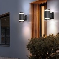 Außenwandlampe Up Down Strahler Terrassenleuchte anthrazit Haustürlampe Fassadenleuchte, Aluminium Glas, 2x Gx53, BxH 10x16,5 cm, 2er Set Außenwandlampe Up Down Strahler Terrassenleuchte anthrazit Haustürlampe Fassadenleuchte, Aluminium Glas, 2x Gx53, BxH 10x16,5 cm, 2er Set von GLOBO LIGHTING