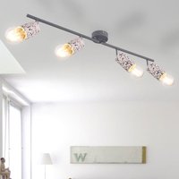 Deckenlampe 4 Strahler Wohnraum Deckenleuchte mit beweglichen Spots, Terrazzo Stein Optik chrom grau, 4x E27, L 72 cm von GLOBO LIGHTING
