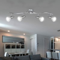 Deckenlampe Deckenleuchte Spotleiste Wohnzimmerleuchte, 4 Flammig Spots beweglich, Chrom Nickel matt Glas satiniert, led 4W 250Lm warmweiß, 70x23x17cm von GLOBO LIGHTING