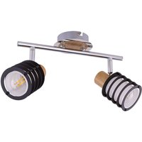 Globo Lighting - Deckenleuchte 2-flammig Metall Hängelampe Esszimmer Design Holz Chrom Ringe dunkel, bewegliche Spots, 2x E14 max. 40W, LxBxH in cm: von GLOBO LIGHTING