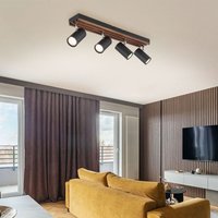 Deckenlampe Holz Spotleiste schwarz Deckenleuchte Strahler schwenkbar, Metall, 4x GU10 Fassung, l 56 cm von GLOBO LIGHTING