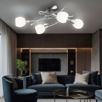 Globo Lighting - Deckenleuchte Kristalle Spotlampe Glas opal Deckenlampe chrom, nickel-matt, Dekorblätter, 4x led 3W 250Lm warmweiß, l 70 cm Globo Lighting - Deckenleuchte Kristalle Spotlampe Glas opal Deckenlampe chrom, nickel-matt, Dekorblätter, 4x led 3W 250Lm warmweiß, l 70 cm von GLOBO LIGHTING