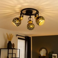 Globo Lighting - Deckenleuchte Wohnzimmerlampe Deckenlampe Esszimmerleuchte Flurleuchte, Metall schwarz gold, Spots beweglich 3 Flammig E14, d 25 cm von GLOBO LIGHTING