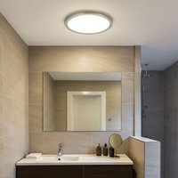 Deckenleuchte dimmbar Backlight Badezimmerleuchte Deckenlampe silber Badezimmer, IP44, Memory, LED 18W 1600Lm warmweiß, DxH 29,4x2,5 Deckenleuchte dimmbar Backlight Badezimmerleuchte Deckenlampe silber Badezimmer, IP44, Memory, LED 18W 1600Lm warmweiß, DxH 29,4x2,5 von GLOBO LIGHTING