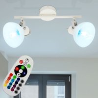Deckenleuchte schwenkbar Deckenstrahler Glas weiß Deckenlampe Chrom, Schalter, Fernbedienung dimmbar, 2x rgb led 4,8W 470Lm warmweiß, l 35 cm von GLOBO LIGHTING