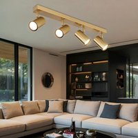 Globo Lighting - Deckenstrahler 4 flammig Deckenlampe gold Wohnzimmerlampe Deckenleuchte, Spots beweglich, 4x GU10 Fassungen, LxBxH 56x6x12 cm von GLOBO LIGHTING