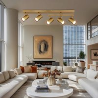 Globo Lighting - Deckenstrahler 5 flammig Deckenlampe gold Wohnzimmerlampe Deckenleuchte, Spots beweglich, 5x GU10, LxH 70 x 17 cm von GLOBO LIGHTING