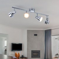 Globo Lighting - Deckenstrahler schwenkbar led Deckenleuchte Spots chrom Deckenlampe 4-flammig, Metall Acryl, 4x 4W 320Lm warmweiß, LxH 60x12 cm von GLOBO LIGHTING