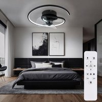 Deckenventilator Deckenlampe Wohnzimmerleuchte Schlafzimmerlampe Raumlüfter Ventilator, Metall schwarz Alu, dimmbar Fernbedienung CCT von GLOBO LIGHTING