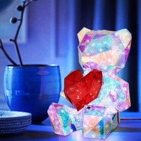 Tischlampe Dekolampe Tischleuchte Kinderzimmerlampe Wohnzimmerleuchte Kristalloptik Bär, Kunststoff klar rot, 1x led, h 17 cm von GLOBO LIGHTING
