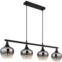 Esszimmerlampe Hängeleuchte Pendelleuchte Deckenlampe Wohnzimmerleuchte Küchenlampe, Metall Glas schwarz rauchfarben, 4 Flammig E27, h 120 cm von GLOBO LIGHTING