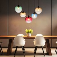 Esszimmerleuchte Hängelampe Pendelleuchte E27 5-Flammig Glas bunt schwarz Rillen von GLOBO LIGHTING