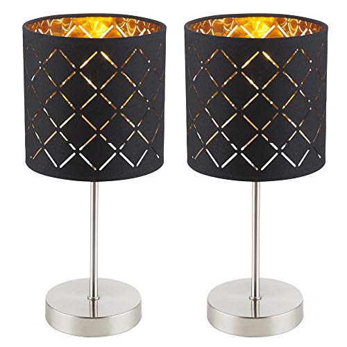 GLOBO 2er Set Tisch Lampen schwarz Wohn Schlaf Zimmer Beleuchtung Lese Nacht Lichter Leuchten gold GLOBO 2er Set Tisch Lampen schwarz Wohn Schlaf Zimmer Beleuchtung Lese Nacht Lichter Leuchten gold von GLOBO