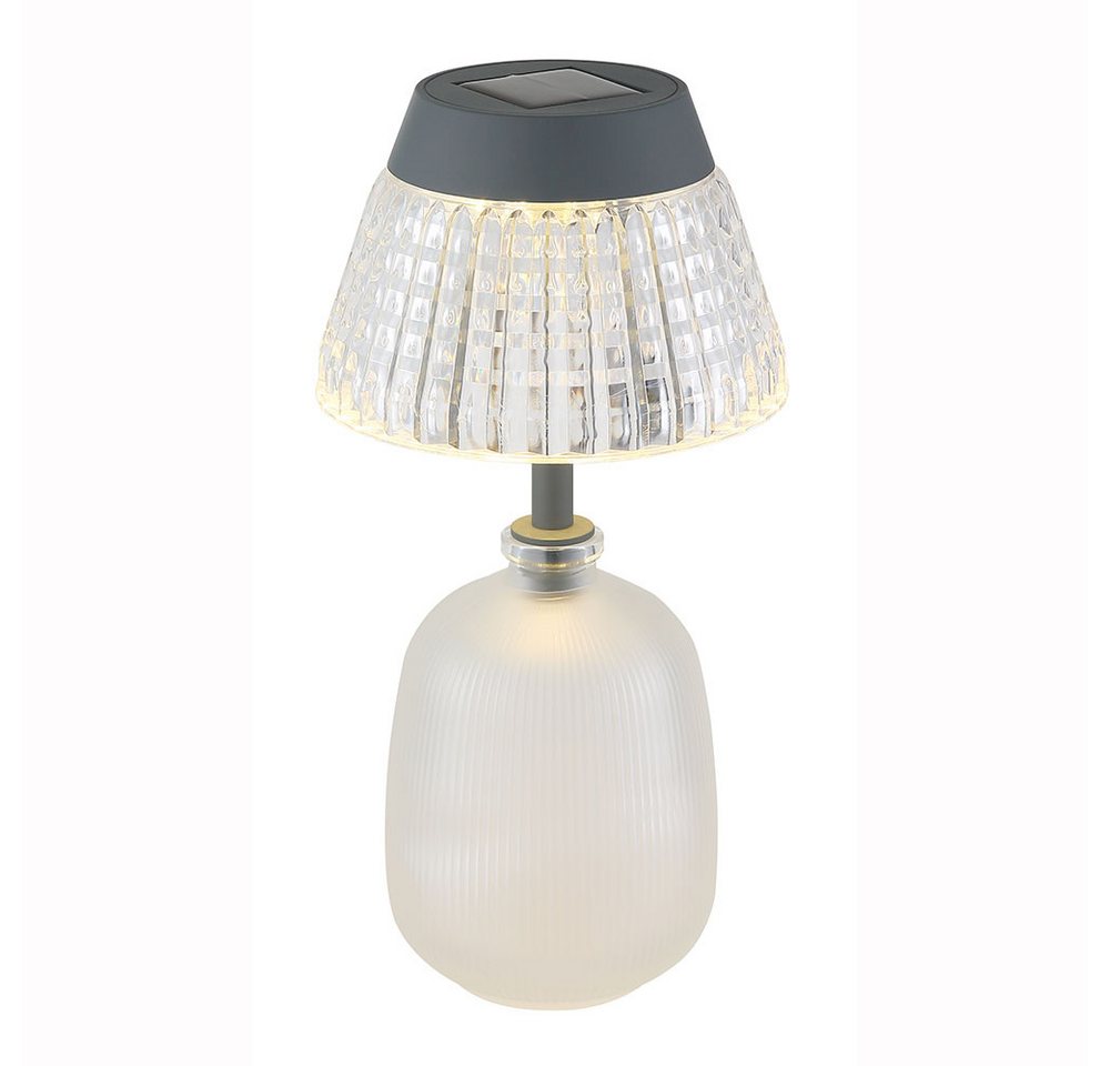 GLOBO LIGHTING Außen-Tischleuchte, Leuchtmittel nicht inklusive, Solarleuchte Tischlampe Tischleuchte Gartenlampe Akku Glas satiniert von GLOBO LIGHTING