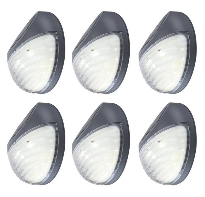 GLOBO LIGHTING LED Außen-Wandleuchte, LED-Leuchtmittel fest verbaut, LED Solarleuchte Zaunlampe Kunststoff weiß Akku enthalten D 11 cm 6x von GLOBO LIGHTING