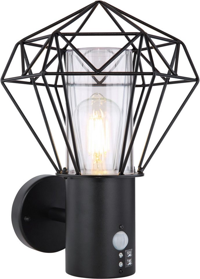 GLOBO LIGHTING Außen-Wandleuchte HORACE, ohne Leuchtmittel, Außenlampe/Sensor/IP44/BxH: 225x340mm/schwarz von GLOBO LIGHTING
