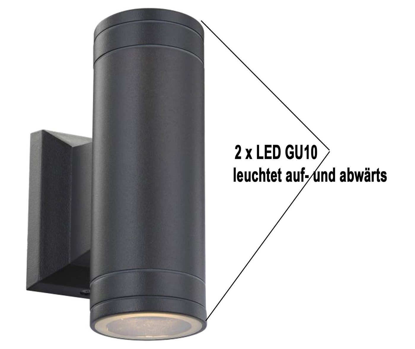GLOBO LIGHTING Außen-Wandleuchte LED Außenlampe Außen-Leuchte Lampe Aluminium grau Glas 32028-2 von GLOBO LIGHTING