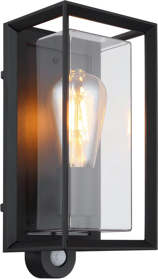GLOBO LIGHTING Außen-Wandleuchte LOGANA, ohne Leuchtmittel, Außenlampe/schwarz/Sensor/IP44/Terrasse/Wand von GLOBO LIGHTING