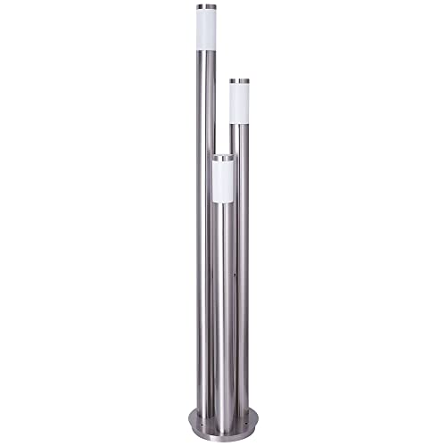 GLOBO Außenleuchte Stehlampe Wegeleuchte außen Gartenlampen silber IP44, Edelstahl Kunststoff opal modern, 1x LED warmweiß, DxH 28x170cm von GLOBO
